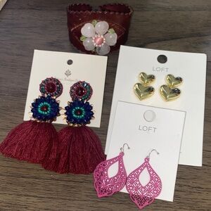 Set of Earrings and Leather Bracelet